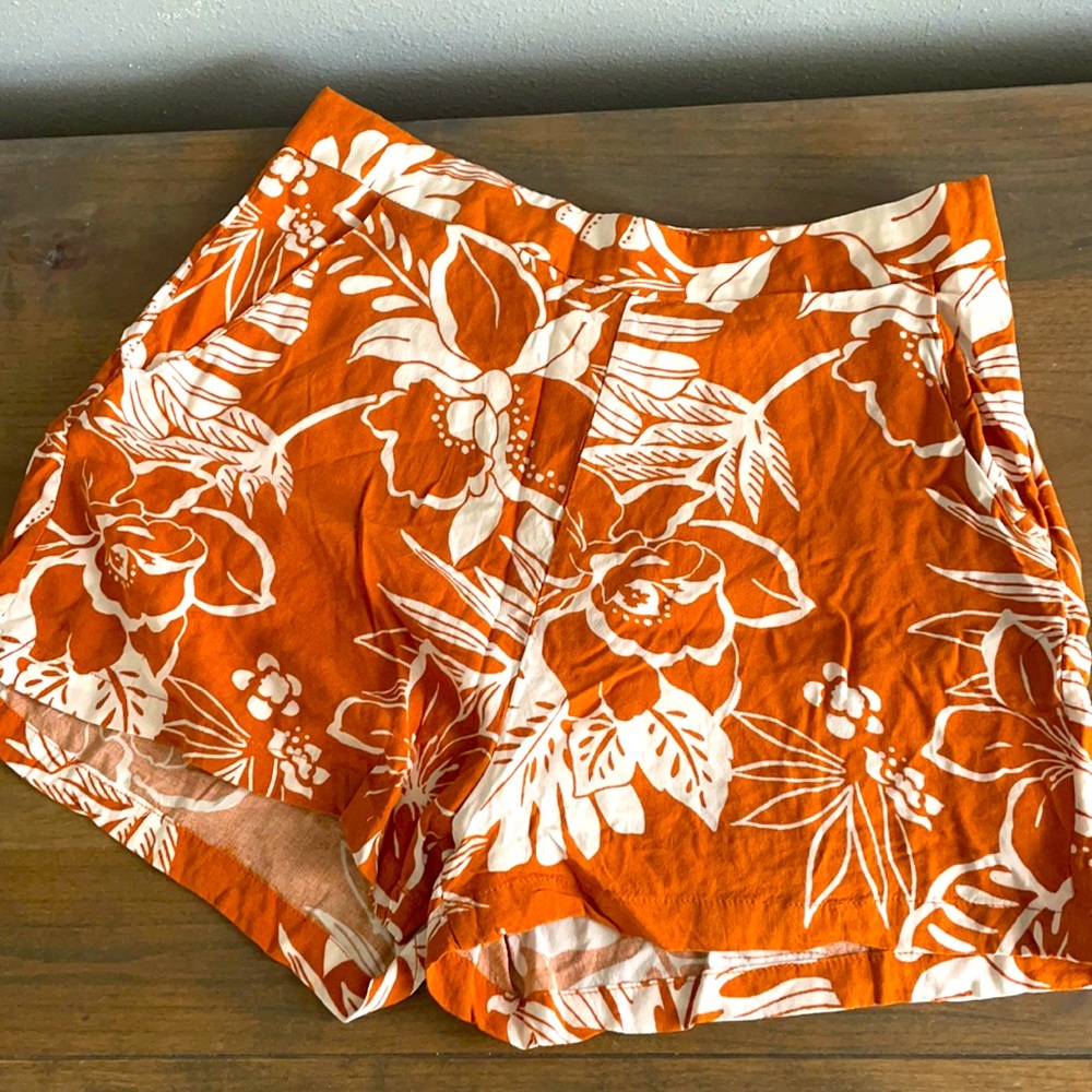 Never worn! Burnt Orange Floral Shorts